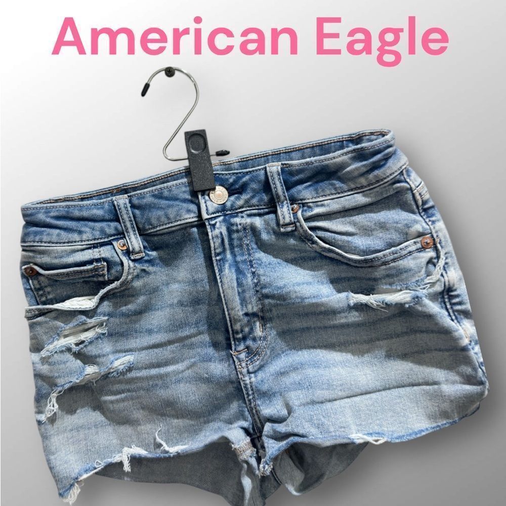 American Eagle Outfitters Women's Ripped Blue Denim Shorts
